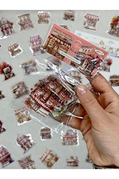 Kağıt Gemi Dükkan Summer Flower Borders  Ev Temalı Pembe 40 Adet Pet Sticker ...