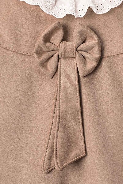 Pina Kids Κοριτσίστικο φιόγκο Λεπτομερές Διπλό Σουέντ Φόρεμα Elb.1001