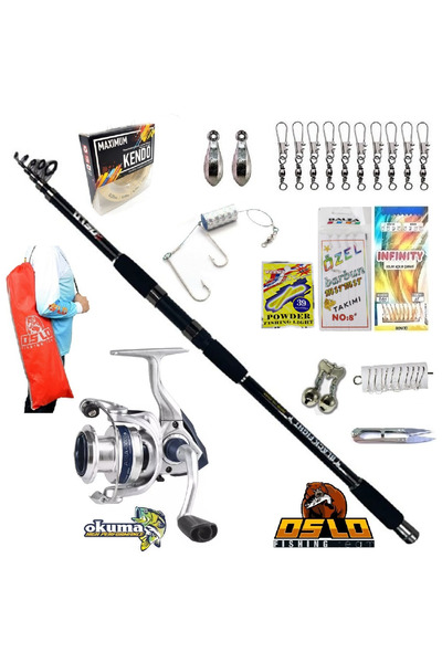 Okuma Aria-6000 Oslo Black Fight 360cm 100-200gr Profesyonel Surf Kıyı Olta Takımı Seti