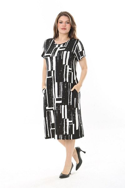 modayız Summer Pocket Print Large Size Dress 25F-2539