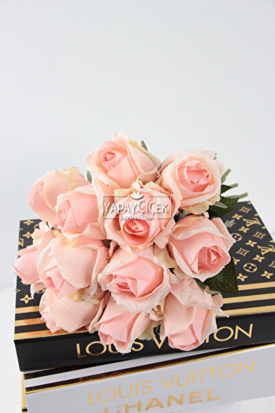 Yapay Çiçek Deposu Yapay Çiçek 12li Premium Gül Buketi Pembe