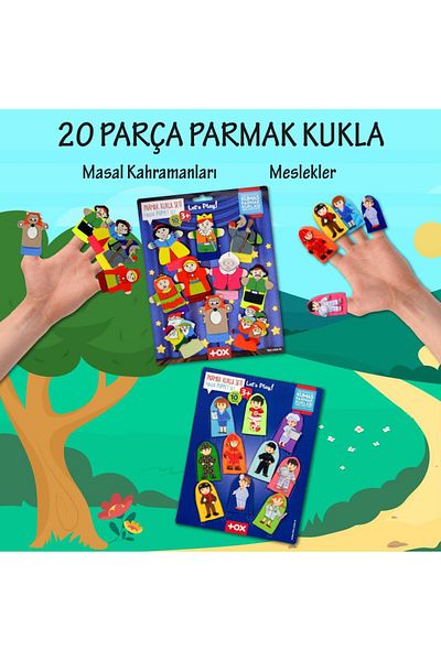 Karce 2 Set - 20 Pieces Tox Fairy Tale Heroes and Professions Finger Puppet T761 T225