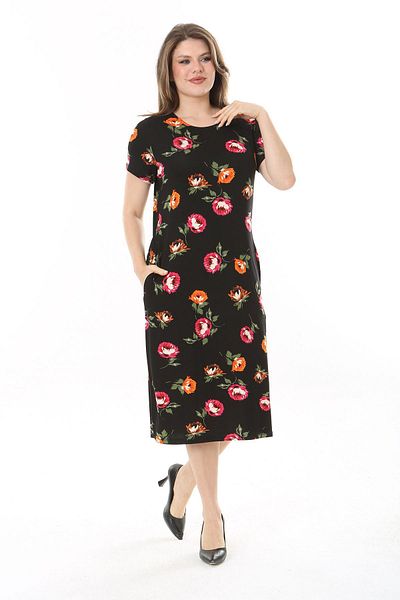 modayız Summer Pocketed Patterned Plus Size Dress 17B-2536
