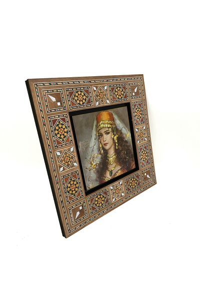 Sadrazam Ottoman Woman Drawing Printed Mdf Table 20X20 Krt-110