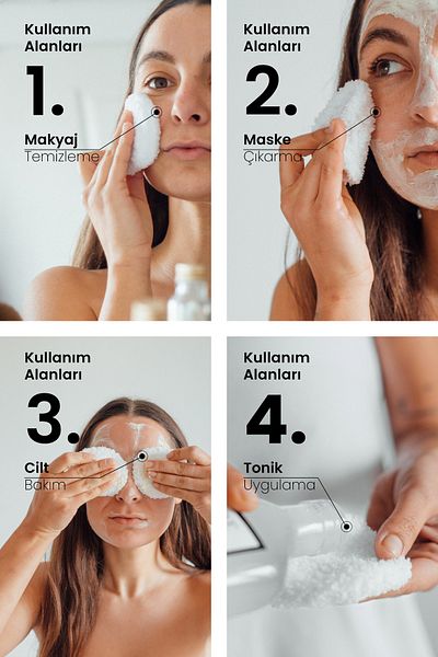Less Sürdürülebilir Yaşam Gereçleri Washable Makeup Removing Cotton | 2's