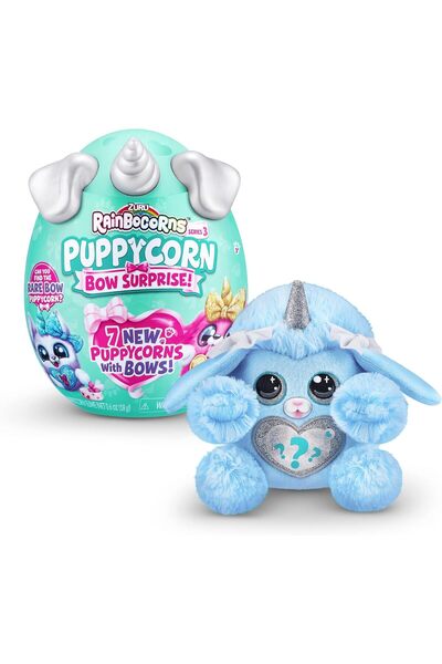 Rainbocorns Puppycorn Bow Surprise plush toy with 5 surprises