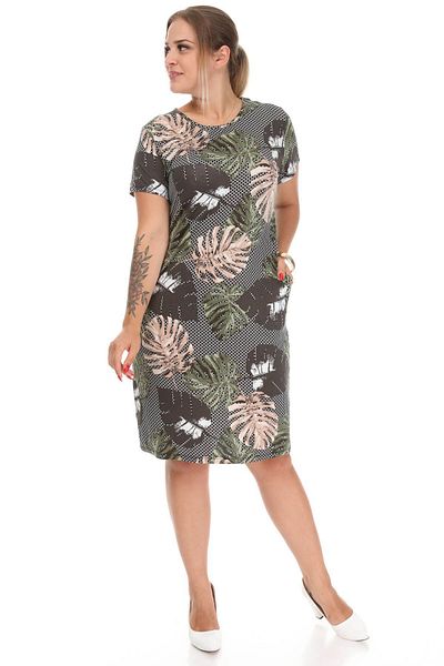 modayız Φόρεμα με πράσινο σχέδιο με τσέπες Plus Size 5c-1223