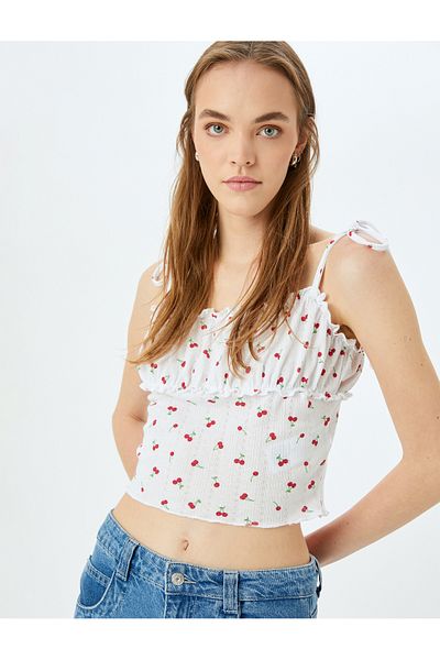 Koton Ruffle Detailed Rope Strap Slim Fit Undershirt