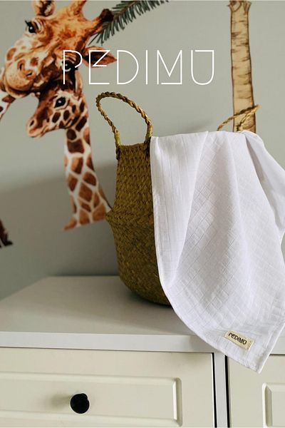 Pedimu Unisex White Muslin Baby Blanket - 75*75 Plain Design