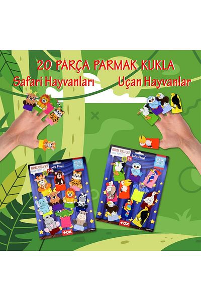 Tox 2 Set - 20 Pieces Safari And Flying Animals Finger Puppet T223 T222