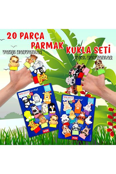 Tox 2 Set - 20 Pieces Pets and Wild Animals Finger Puppet T772 T781