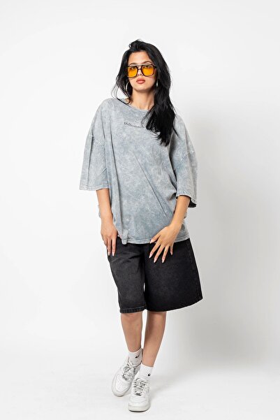 Bak Moda V2 Haivan Desenli 24/1 Oversize Unisek Beiaz majica