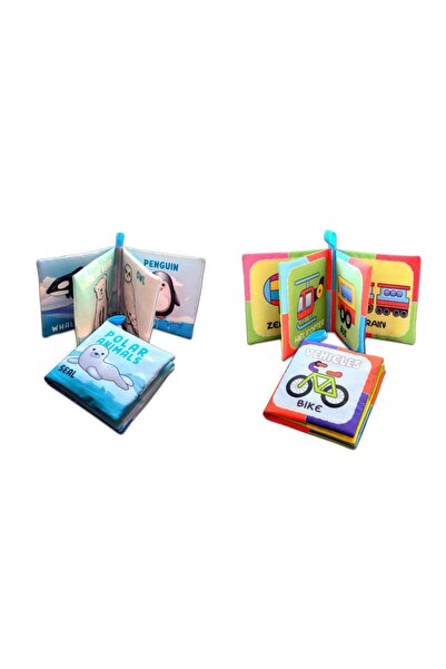 Tox 2 Books English Polar Animals and Vehicles Cloth Quiet Book E125 E132 - Cloth Book, Educational