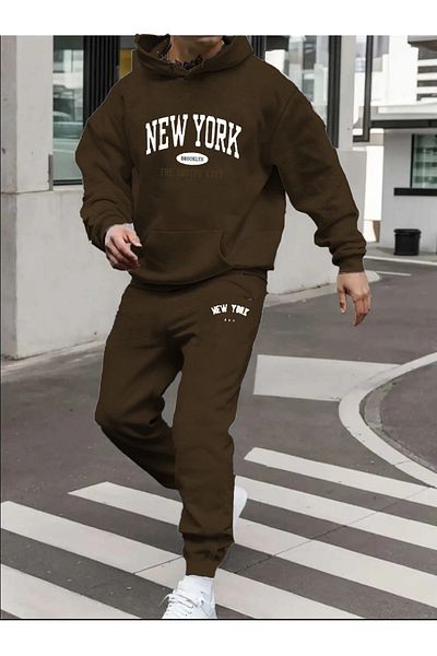 Elfa Tekstil Unisex New York Printed Tracksuit Set