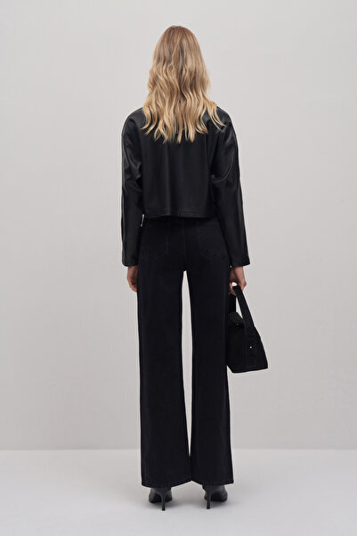 Mathilda Store Kadın Siyah Mathilda Yüksek Bel Wide Leg Jean