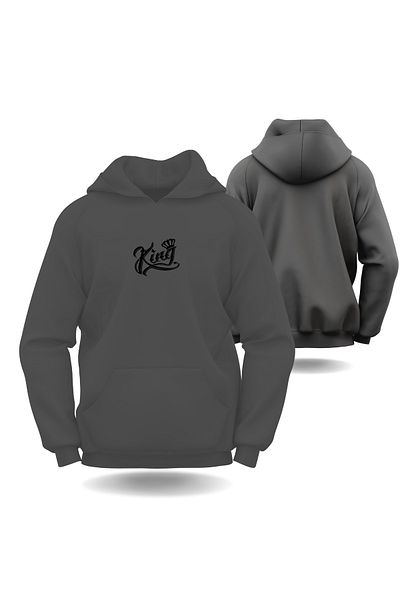 Gölge Store Ανδρικό φούτερ με κουκούλα King Visual Valentine's Day Slimfit 7004E