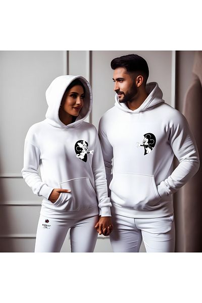 Gölge Store Ανδρικό φούτερ Mickey Mause για την Ημέρα του Αγίου Βαλεντίνου Slimfit Hoodie 7015E