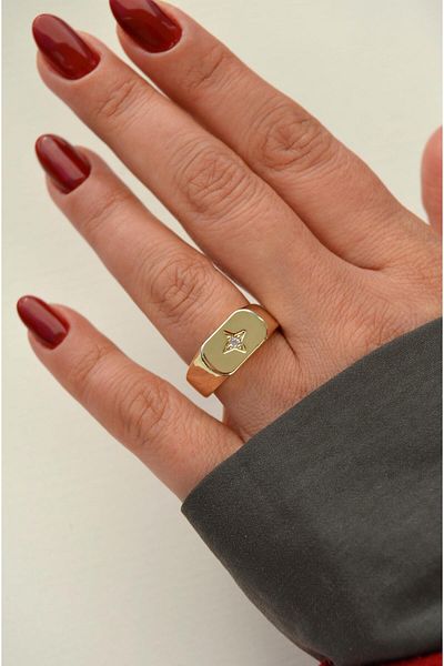Sacce Scarves&Accessories North Star Detailed Sparrow Finger Ring Lightweight Curved Quadrilateral Ring with Adjustable North Star