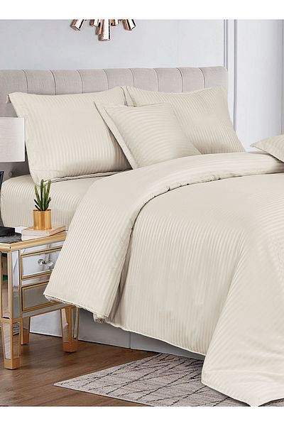 Generic طقم لحاف ناعم مخطط من Sleep Night، مقاس كينج (220×240 سم)، 6 قطع، بنمط مخطط