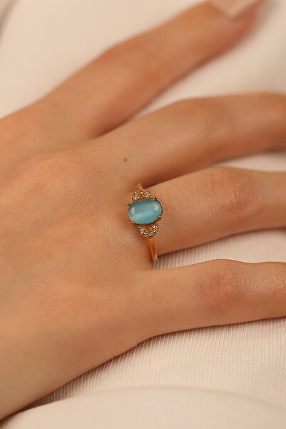 Çgk Çiğdem Gürel Kuyumculuk Mavi Opal Taşlı Altın Yüzük