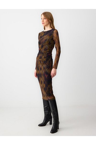 Jimmy Key Rochie midi tricotată din plasă cu imprimeu leopard