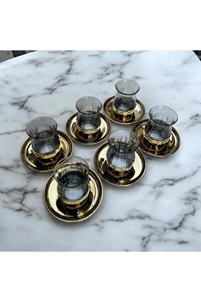 Peramari بامبوم فيبي - طقم شاي 12 قطعة لـ 6 أشخاص، ذهبي