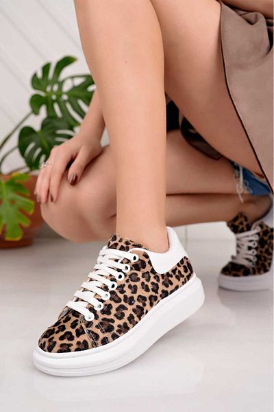 Three Bross Leopard Women's Sports Shoes Sneaker Orthopedic Insoles Suitable for Daily Use