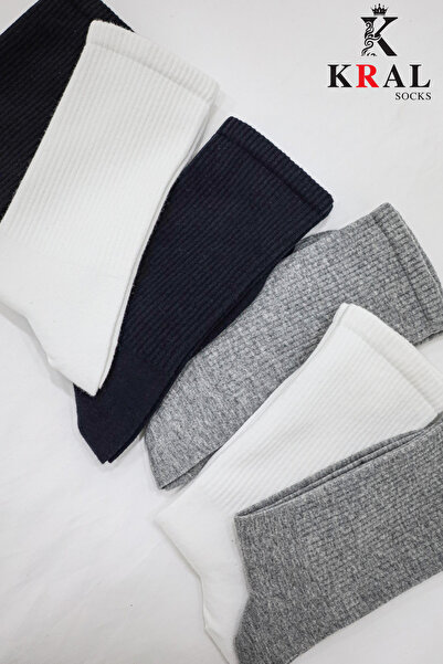 KRAL SOCKS Unisex White 6' Pair Cotton Tennis Socks - Seamless Socket Length