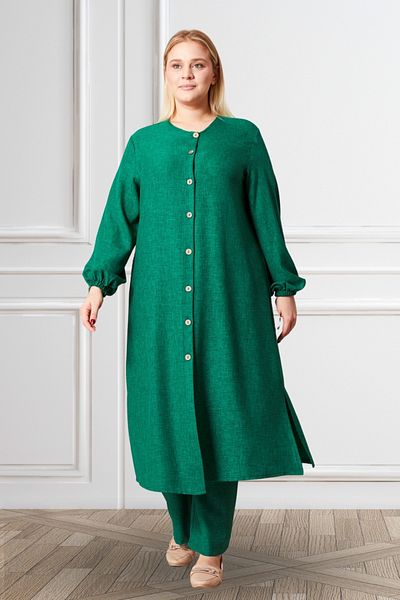 Ferace Σετ 2 τεμαχίων λινό Plus Size Ayrobin - Γυναικείο