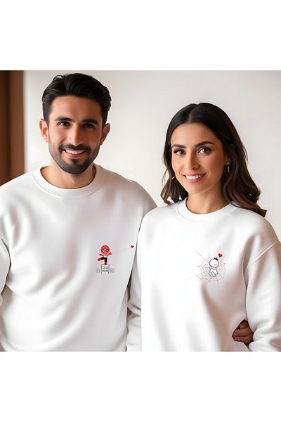 Gölge Store Hanorac slimfit pentru femei Spiderman Web Valentine's Day Crewneck 7010K
