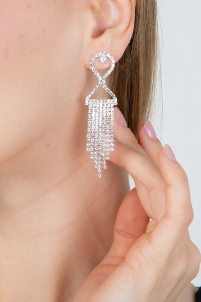 Furtek Aksesuar Women's Infinity Detailed Dangle Zircon Stone Rafaela Model Elegant Engagement Wedding Party Henna Prom
