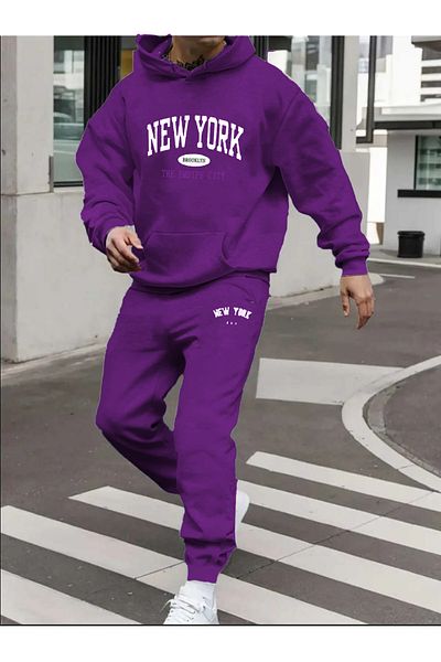 Elfa Tekstil Unisex New York Printed Tracksuit Set