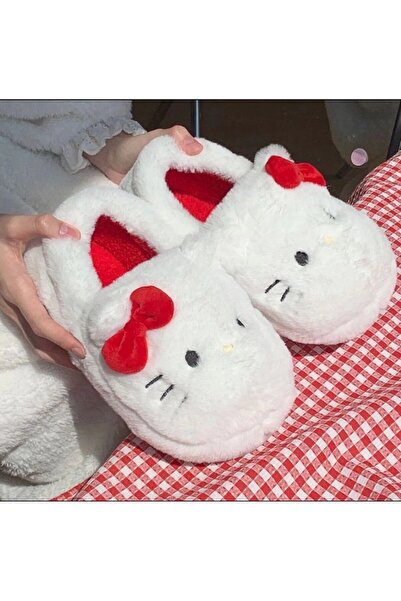 BROOD's Hello Kitty Yumuşak Tüylü Peluş Panduf Unisex Terlik