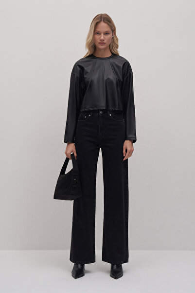 Mathilda Store Kadın Siyah Mathilda Yüksek Bel Wide Leg Jean