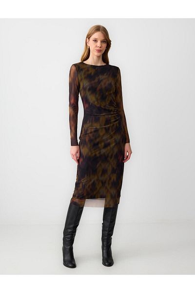 Jimmy Key Rochie midi tricotată din plasă cu imprimeu leopard