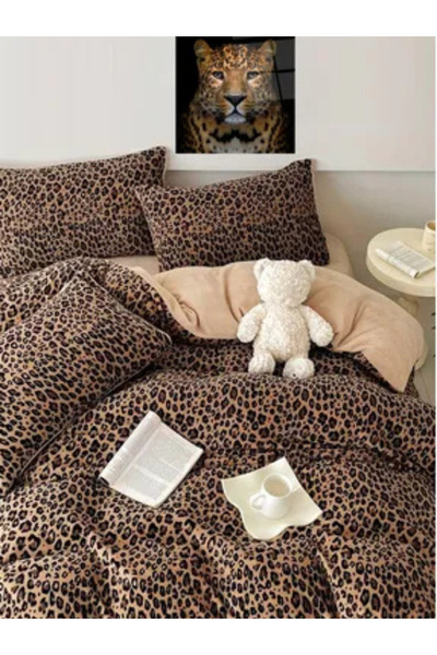 Sheri Home Jersey Golden Kare Çizgi Çarşafı Lastikli Çİft Kişilik Nevresim Ta...