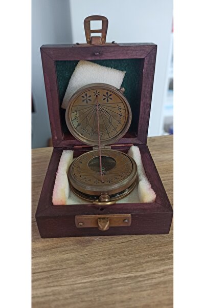 MATRUŞKA DERİ SANAT TASARIM Dekoratif Prinç Pusula ve Güneş Saati