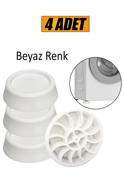 NUBLADO BRO Çamaşır Makinesi Kaydırmaz Stoper Beyaz Renk 4 ADET Titreşim Gürültü Önleyici Ayak Denge Ayağı.