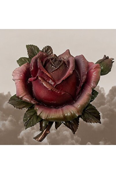 Peramari Dekoratif Polyester Duvara Asmalı Tekli Gül Tablo Kırmızı