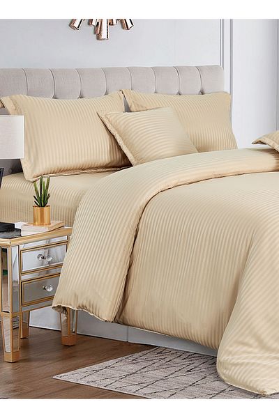 Generic طقم لحاف ناعم مخطط من Sleep Night، مقاس كينج (220×240 سم)، 6 قطع، بنمط مخطط