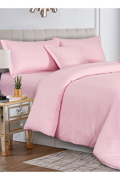 Generic طقم لحاف ناعم مخطط من Sleep Night، مقاس كينج (220×240 سم)، 6 قطع، بنمط مخطط