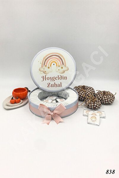 KAKAO AĞACI 100 Adet Pembe Yıldızlı Gökkuşağı Kız Bebek Çikolatası