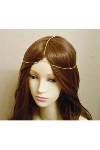 Genel Markalar Şıklığınızı Tamamlayacak Altın Renk Top Zincir Kadın Kafa Akse...