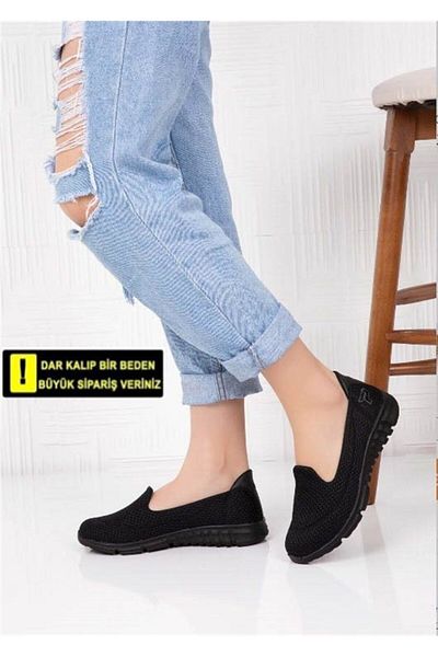 Aymood Black Black Women's Sports Ballerina Walking Shoes