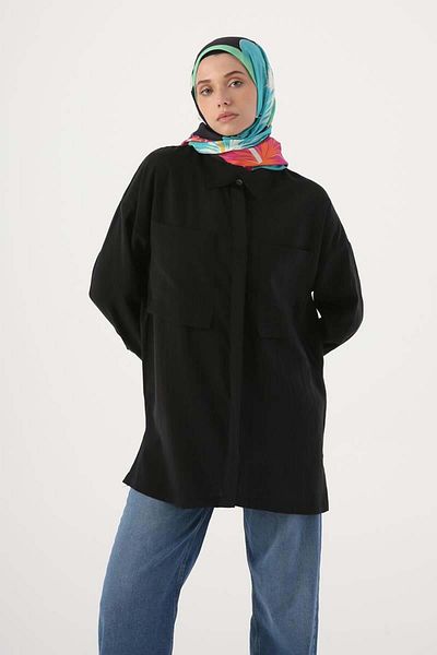 ALLDAY Black-Comfortable Fit Shirt Tunic