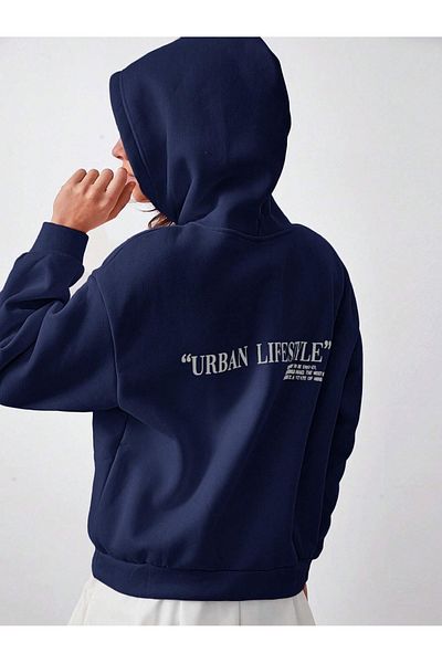 PALPİTO Hanorac cu glugă cu glugă, albastru bleumarin, pentru femei