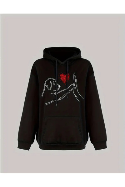 Marco Fresco Hanorac unisex cu imprimeu Câine și luptă cu mâna