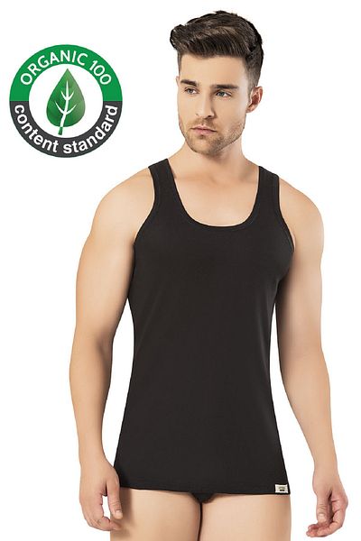 OMERA 4 Black Men's Undershirt - 100% Organic Cotton, Ocs Certified