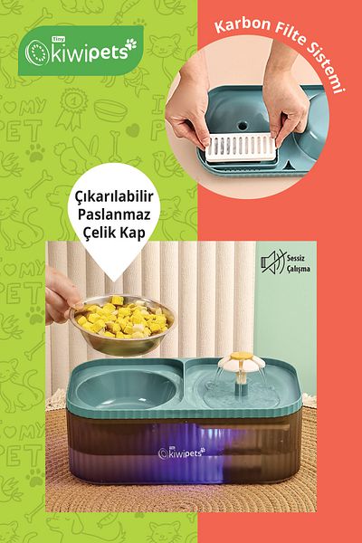 Kiwi Pets Kpf-10548 Food Container and Automatic Pet Water Fountain