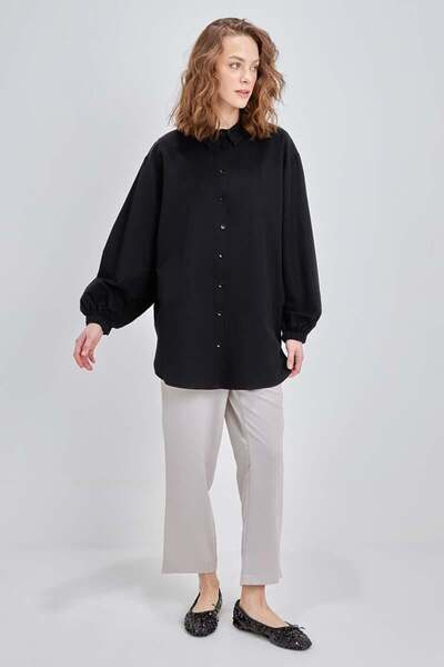 ALLDAY Чорна бавовняна сорочка-туніка